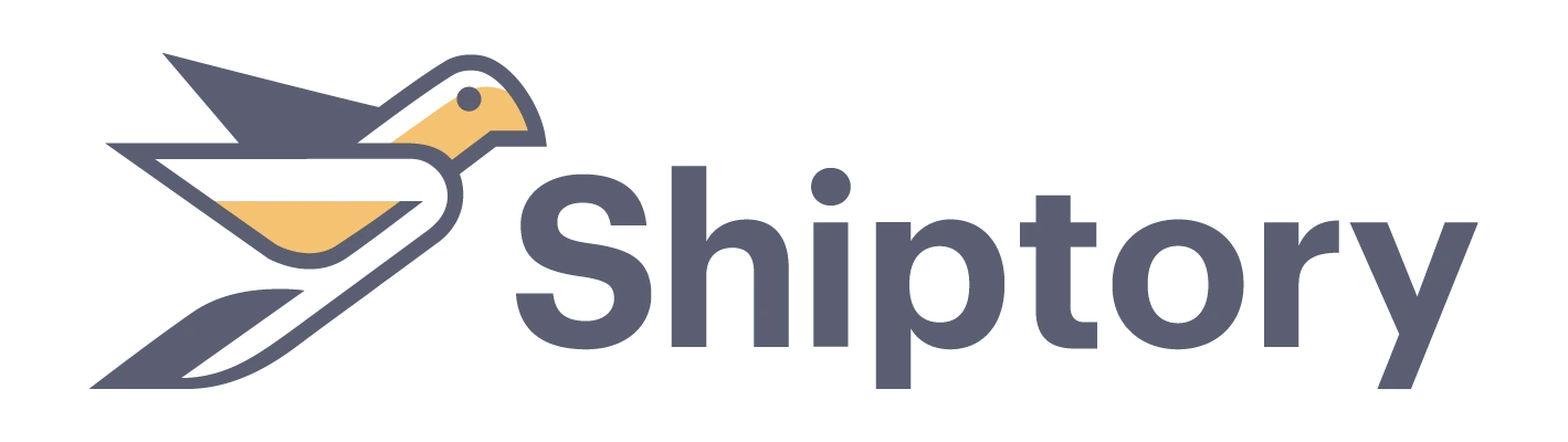 The Shiptory logo features a stylized bird and the company name, representing their shipping and logistics services.